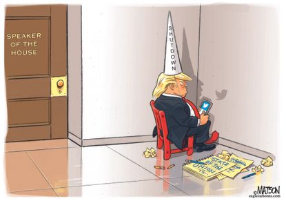 Political cartoon U.S. Trump Nancy Pelosi government shutdown
