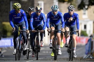 2019 Road World Championship Yorkshire Men Junior Road Race Richmond Harrogate 148 km 26092019 Matteo Trentin Italy Sonny Colbrelli Italy Davide Cimolai Italy Salvatore Puccio Italy BettiniPhoto2019