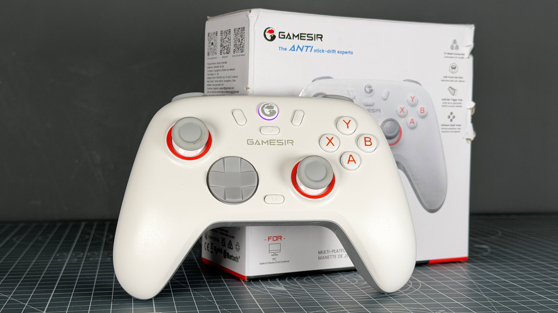 GameSir Nova Lite 2 controller in white colourway on a desk.
