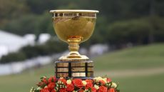 The Presidents Cup trophy on display at Medinah in Chicago