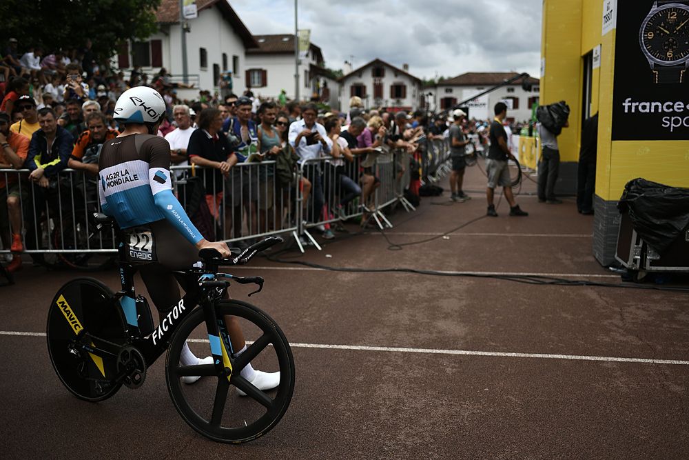 Silvan Dillier prepares to take the start of the 20th stage of the 105th edition of the Tour de France