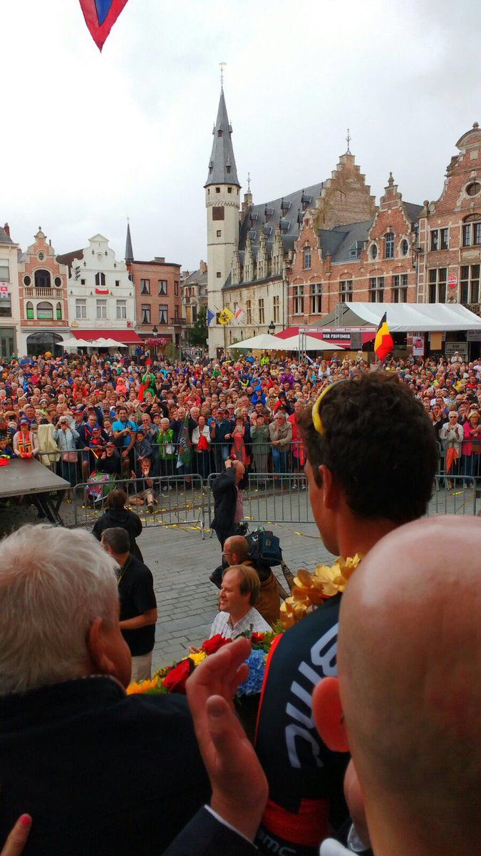 Greg Van Avermaet is introduced to the crowds