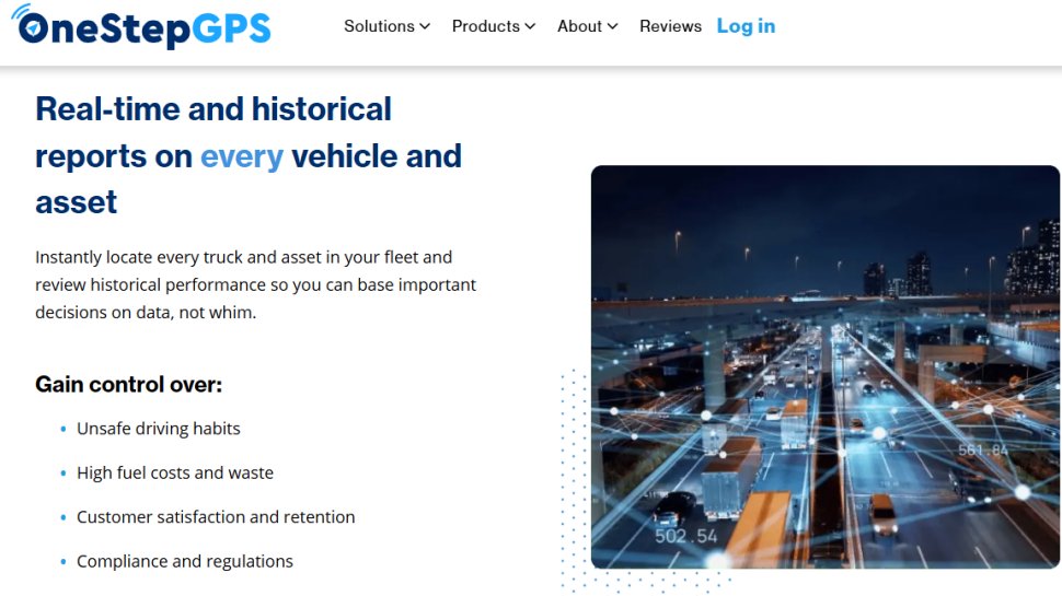 Website screenshot of One Step GPS (September, 2025)