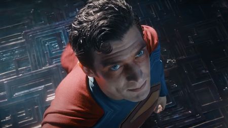 David Corenswet's Superman looking up