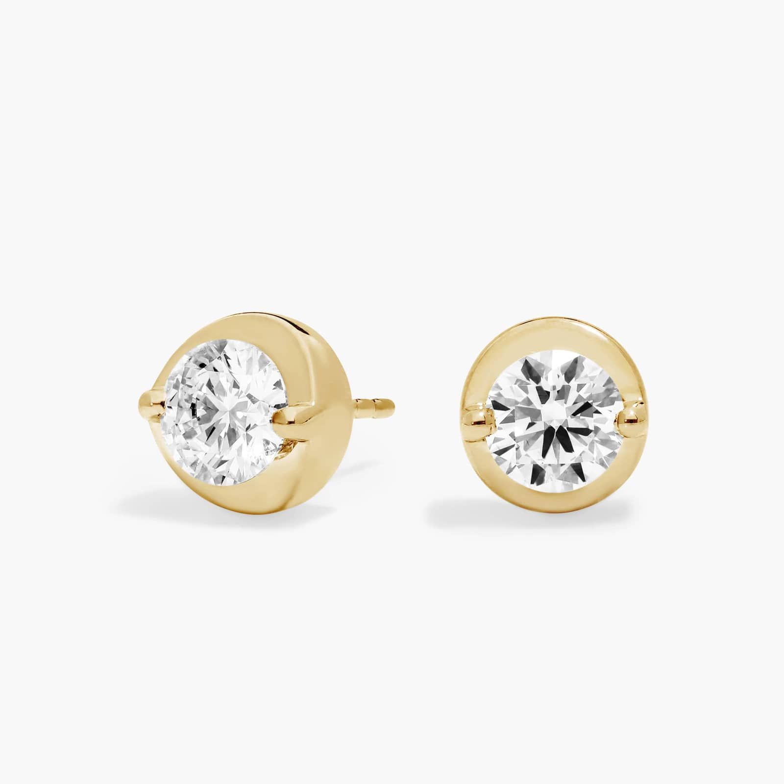 Illusion Stud Earrings With Lab-Grown Diamonds in 14k Yellow Gold