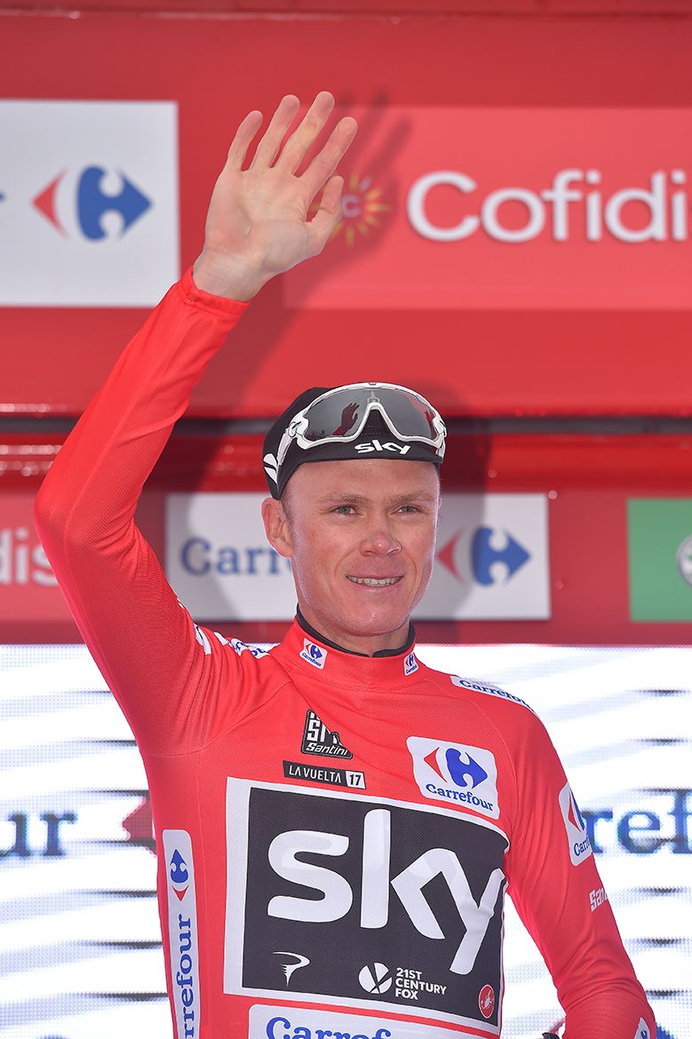 Chris Froome in red at the Vuelta a Espa&ntilde;a