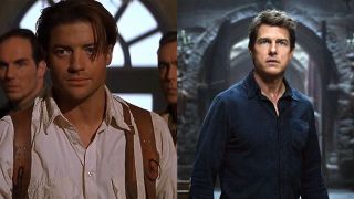 Brendan Fraser and Tom Cruise in their respective Mummy movies