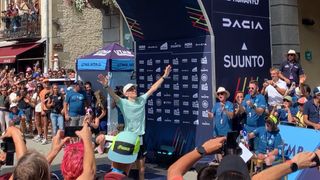 Vincent Bouillard celebrates his victory at UTMB 2024