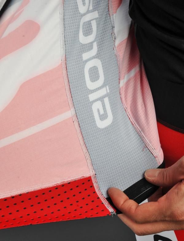Multiple fabrics are used to achieve the proper fit and feel.