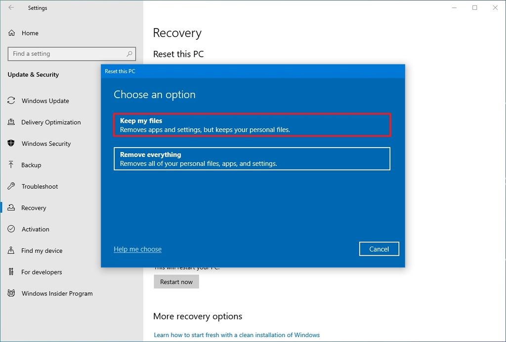 windows to factory settings