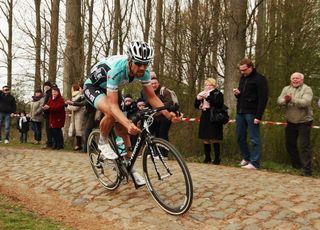 Tom Boonen en route to his fourth Paris-Roubaix win in 2012