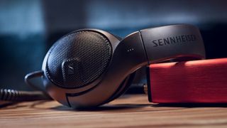 A set of Sennheiser HD 400 Pro headphones on a desk
