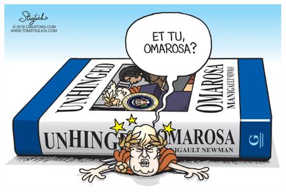 Political cartoon U.S. Trump Omarosa Unhinged book Julius Caesar