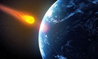 illustration of asteroid slamming into earth