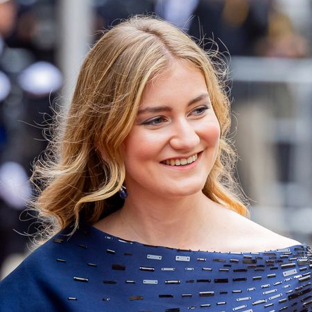 Princess Elisabeth wears a navy dress