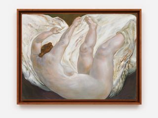 oil painted figure falling from bed