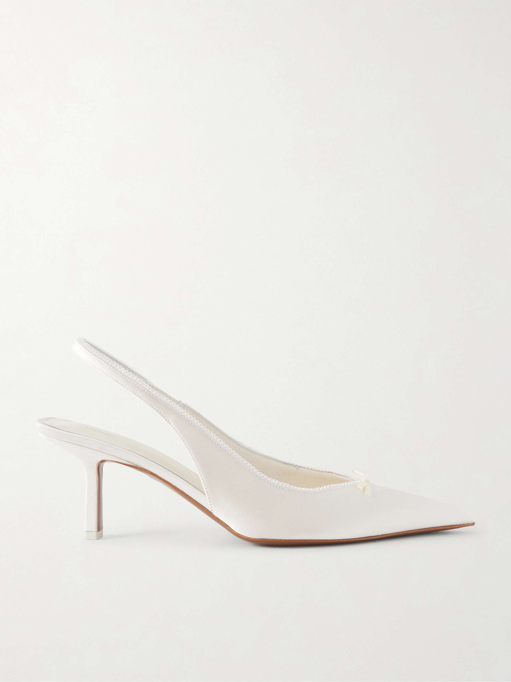Moriah Lace-Trimmed Twill Slingback Pumps