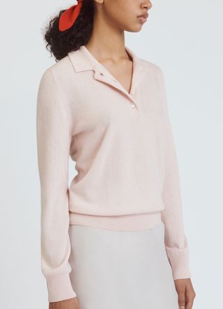 Aoife Cashmere Polo Shirt in Dusty Pink