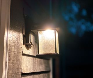 A wall-mounted porch light