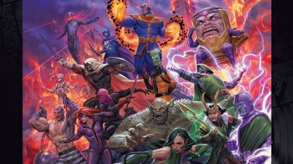 Various Marvel villains assembled including Loki, Abomination, Kang, Thanos, Baron Zemo, and Taskmaster.