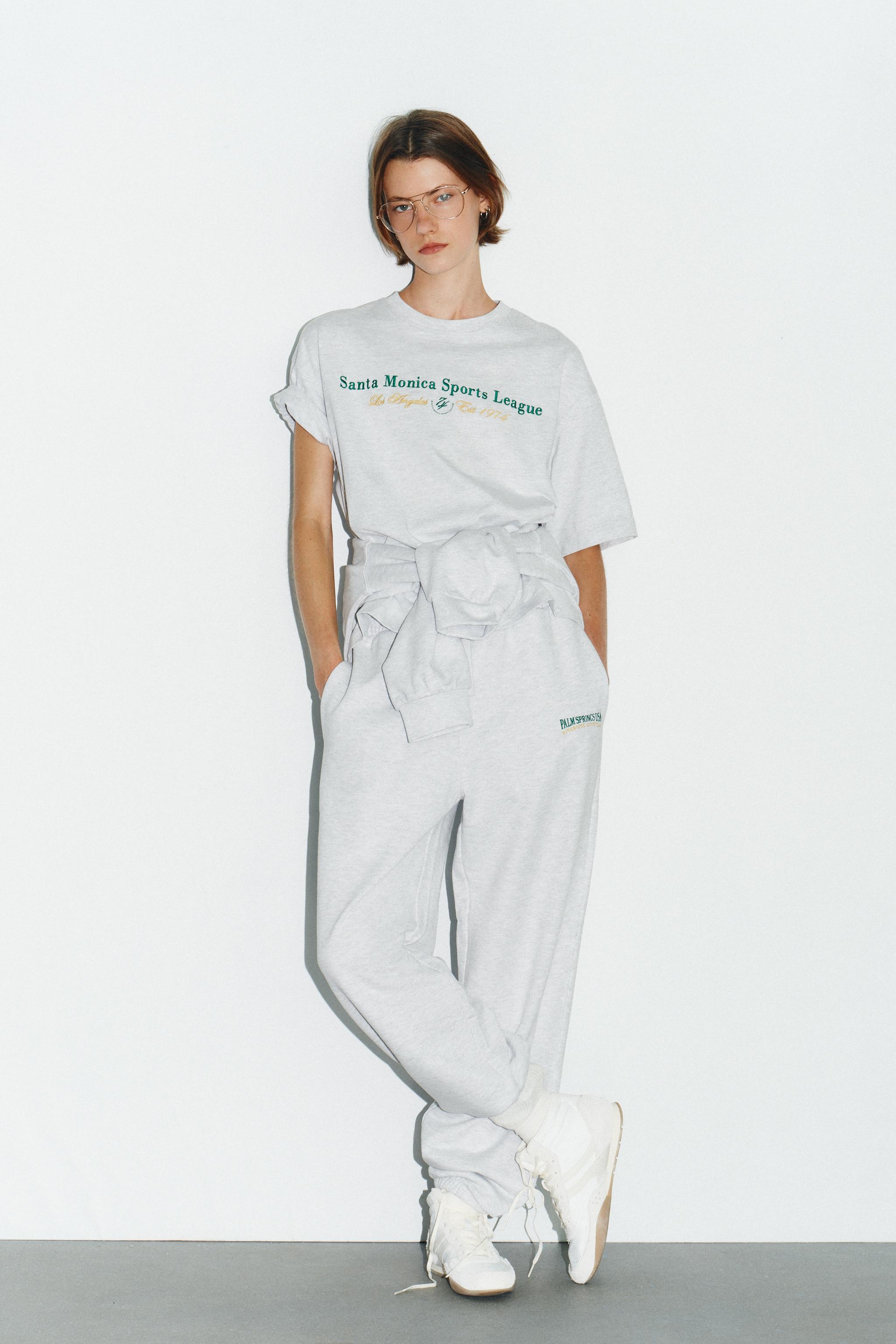 Cotton Trousers With Text Print