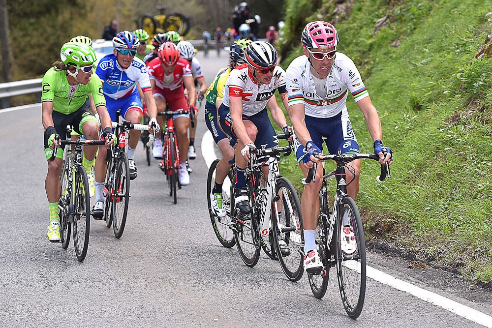 Rui Costa during the final climb of stage 4 at the Tour de Romandie.