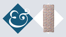 Anthropologie floral sofa topper pictured against an H&G logo background