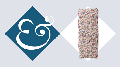 Anthropologie floral sofa topper pictured against an H&G logo background