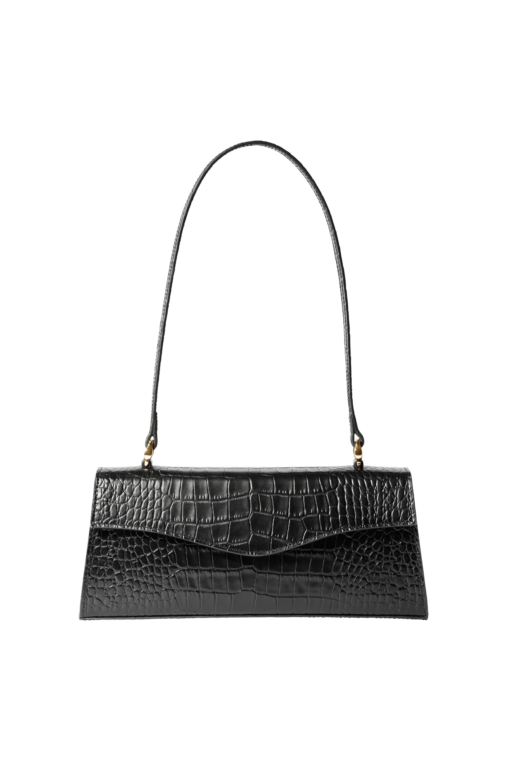 black croc shoulder bag
