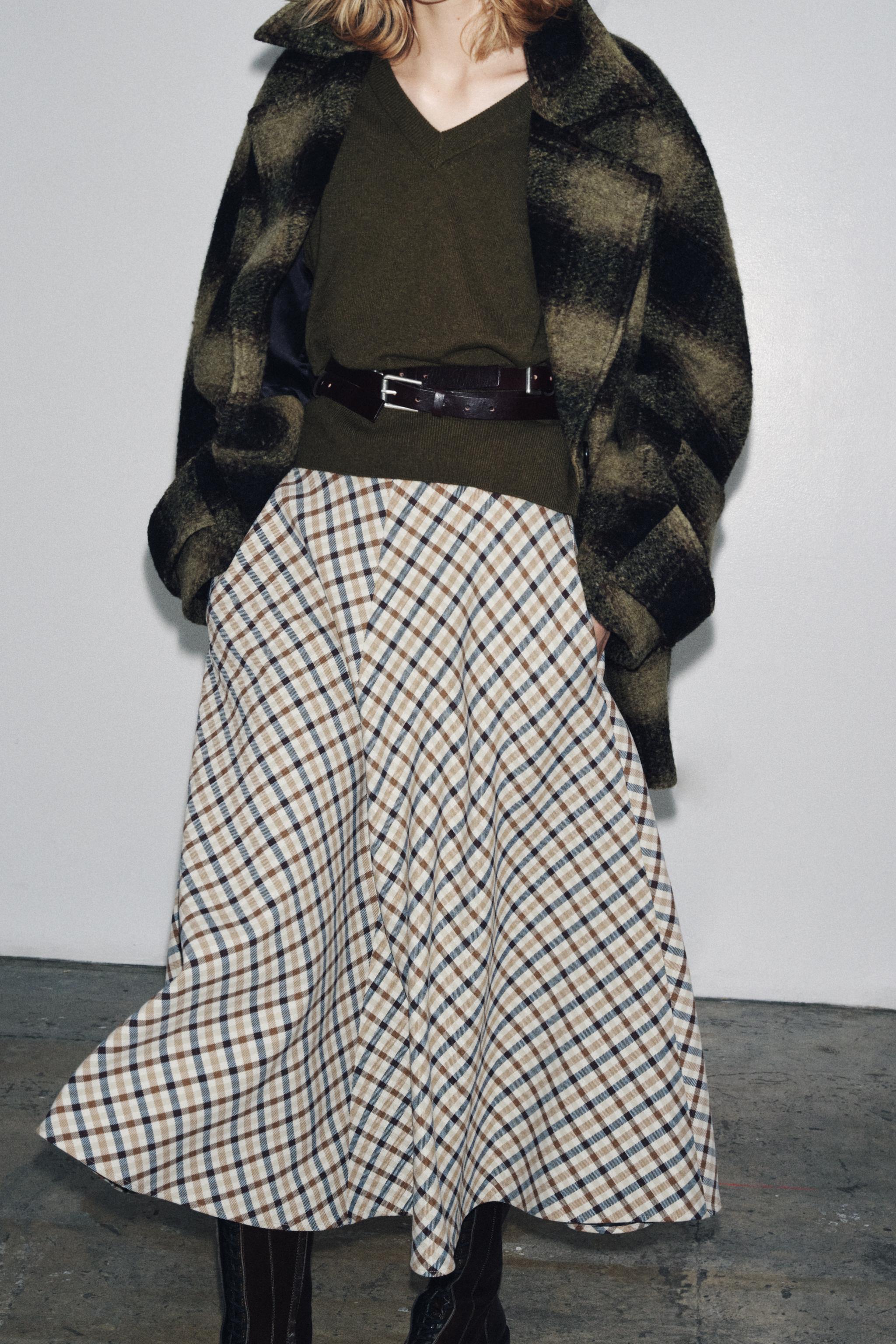 Plaid Cape Skirt Zw Collection