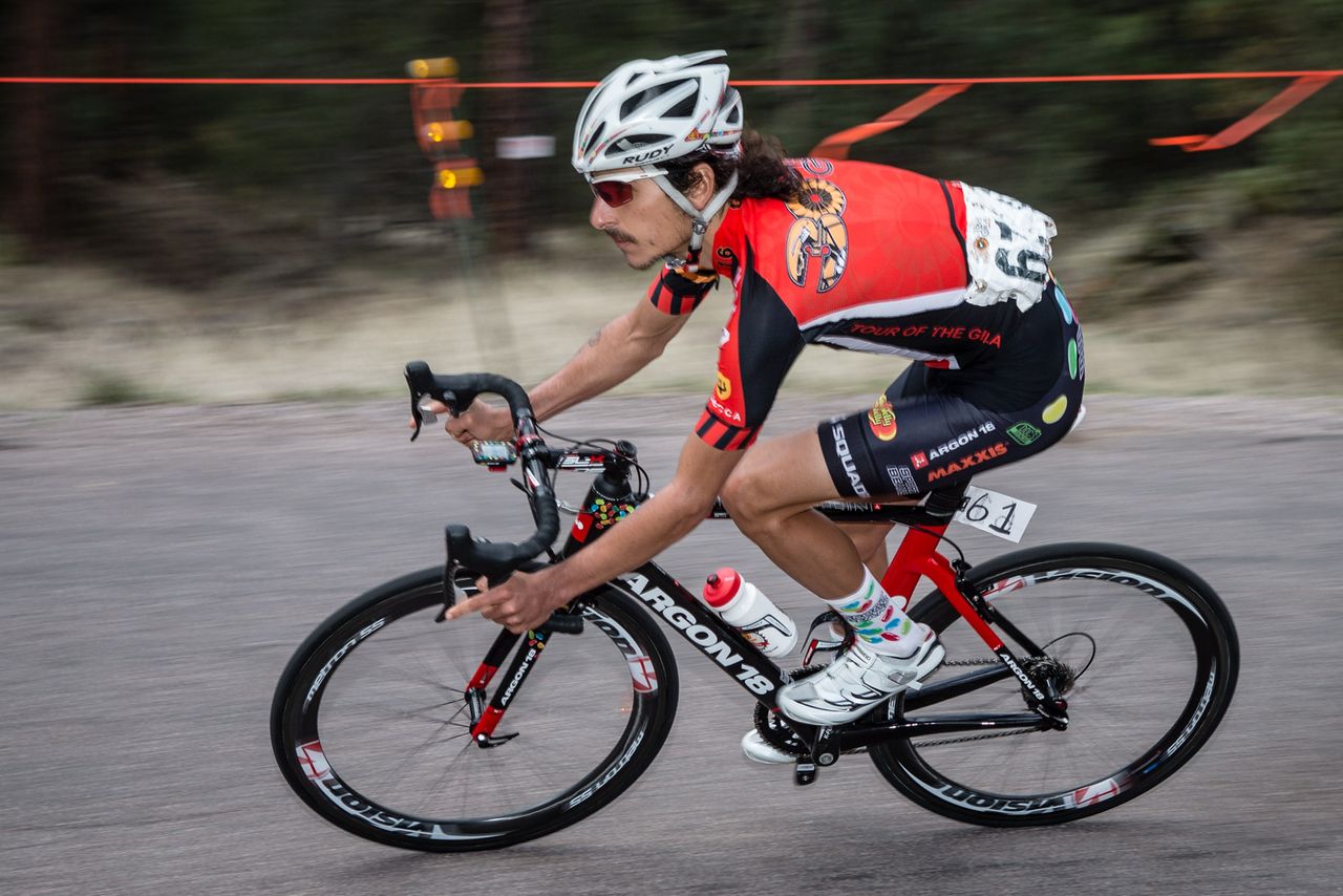 Lachlan Morton (Jelly Belly) on today's descent