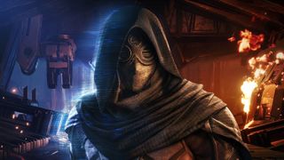 A Dune character in hood and mask