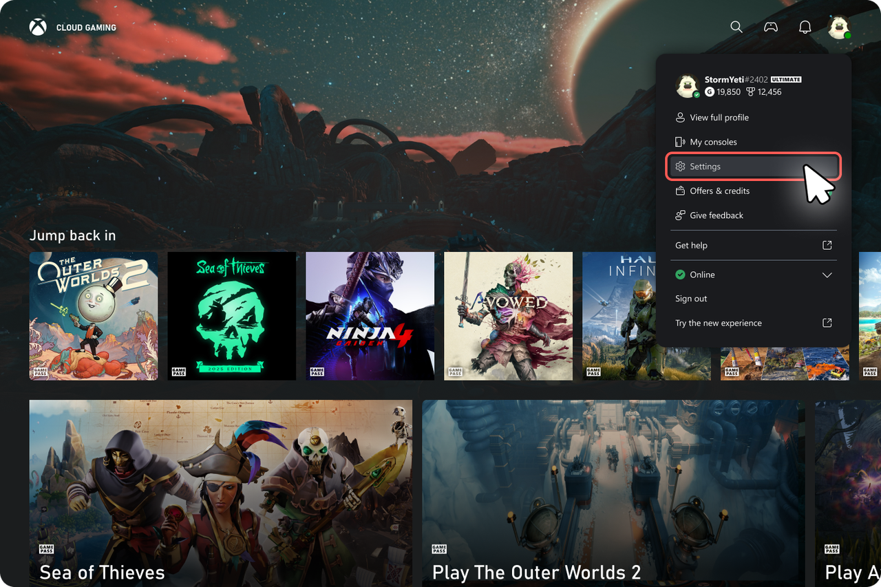 Enabling the new Xbox Cloud Gaming Experience