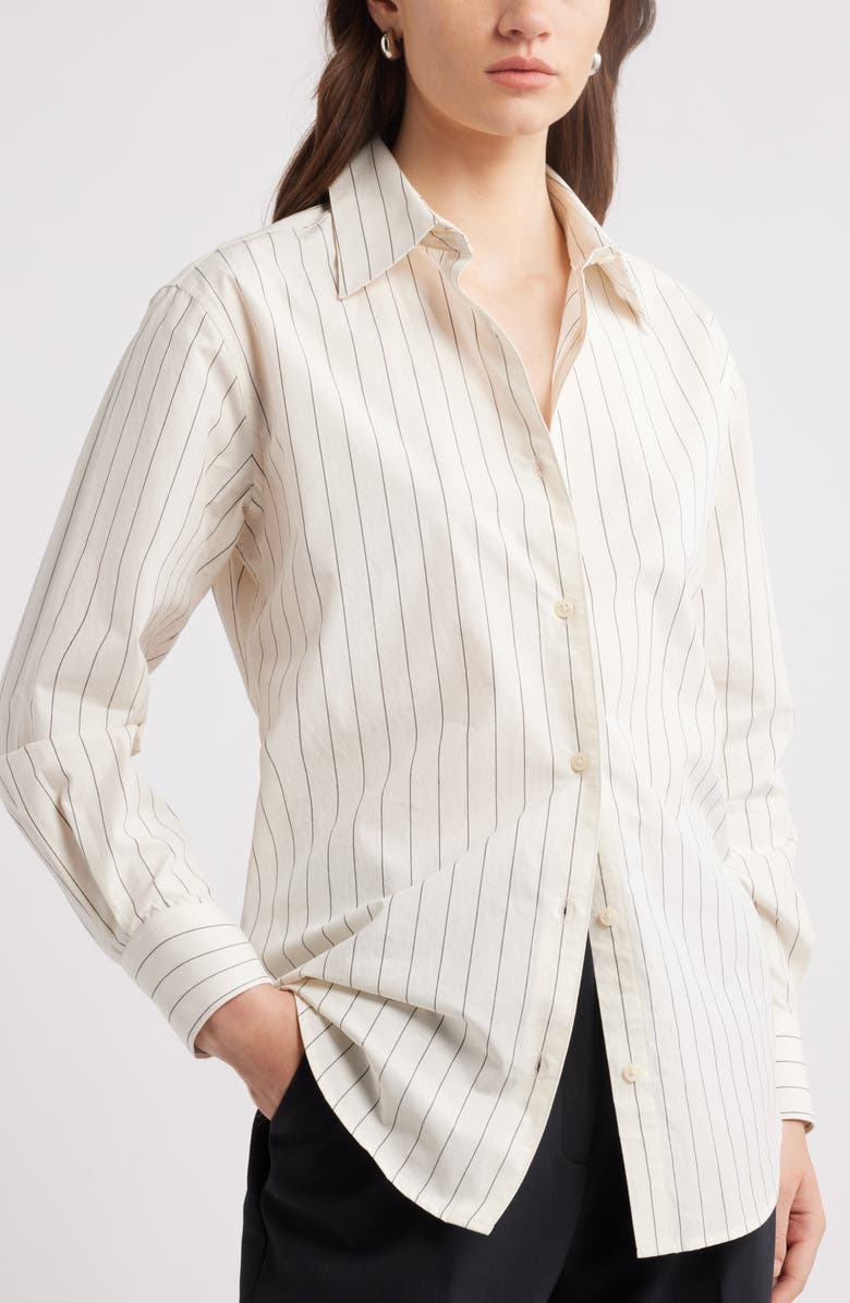 Pinstripe Cotton Button-Up Shirt
