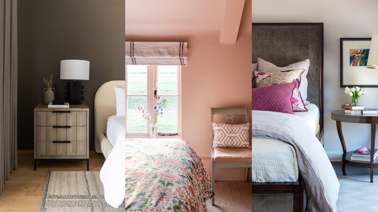 trio of bedrooms in dark taupe, setting plaster and a gray neutral