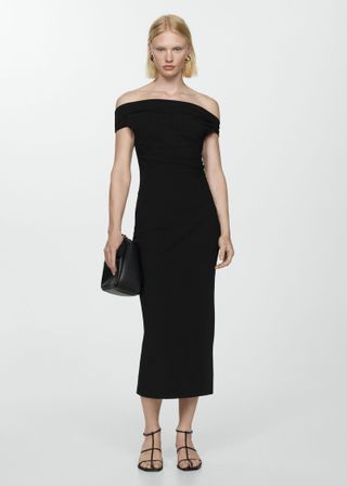 mango, Off-The-Shoulder Draped Dress