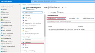 Azure's user interface with demonstration of file sharing options