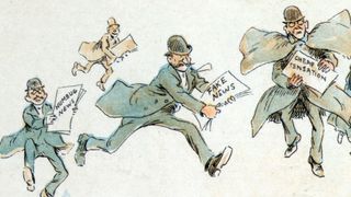 An 1894 cartoon mocking sensationalist newspaper reporters