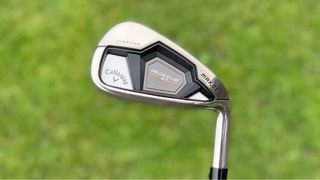 The stunning Callaway Rogue ST Max OS Lite irons showing their cavity backed club head