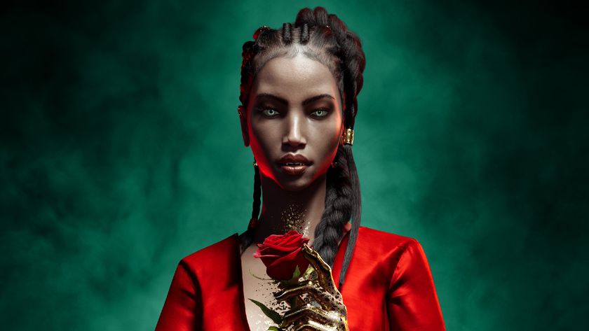 Emem from Vampire: The Masquerade - Swansong holds a rose in cropped key art for the game