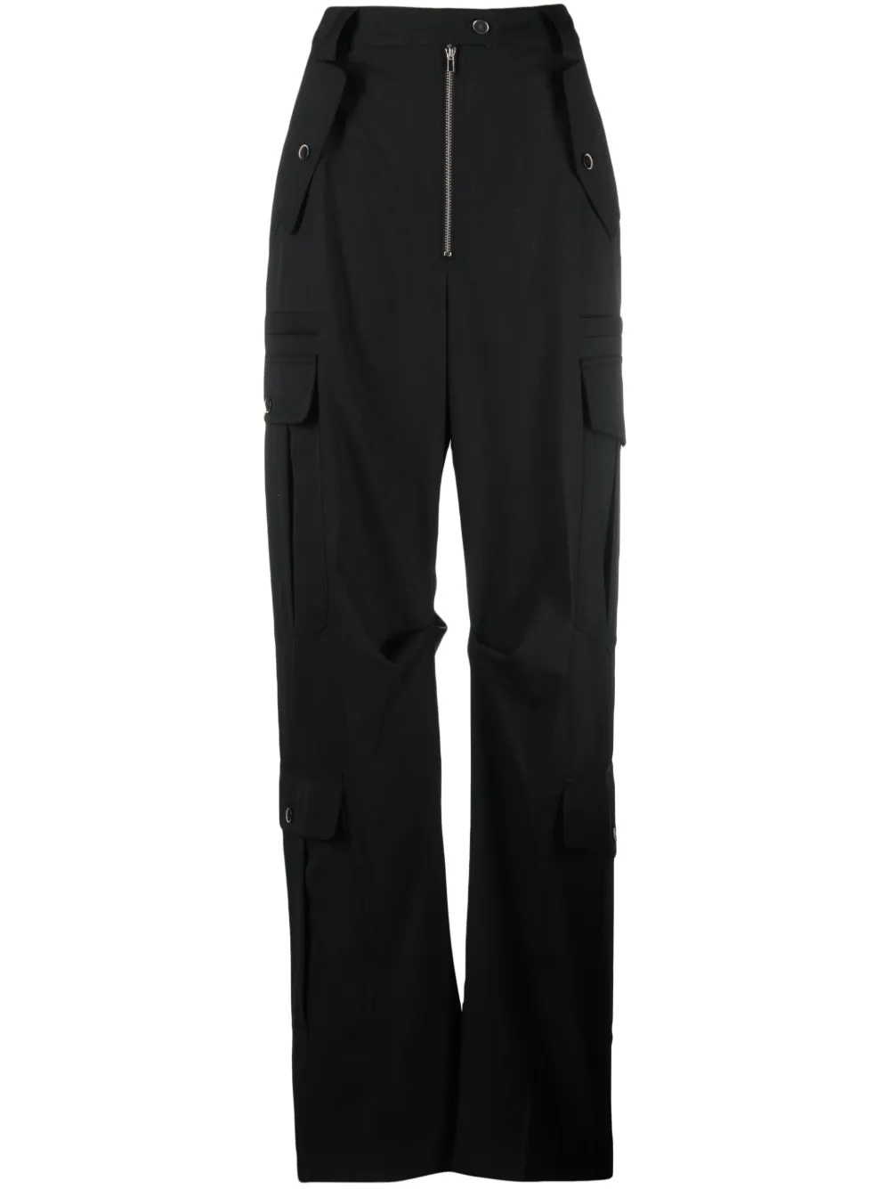 Wide-Leg Crepe Cargo Trousers | 32