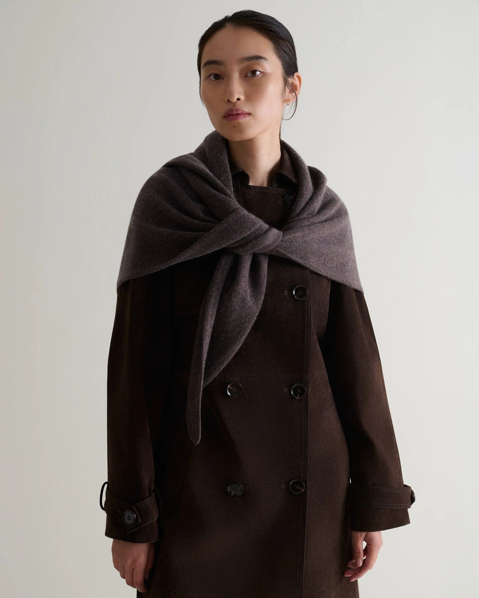 Rise & Fall, Suede Trench Coat - Chocolate