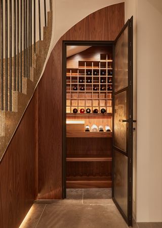 wine room built in beneath the stairs