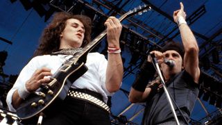 Vivian Campbell and Ronnie James Dio onstage with Dio in 1983