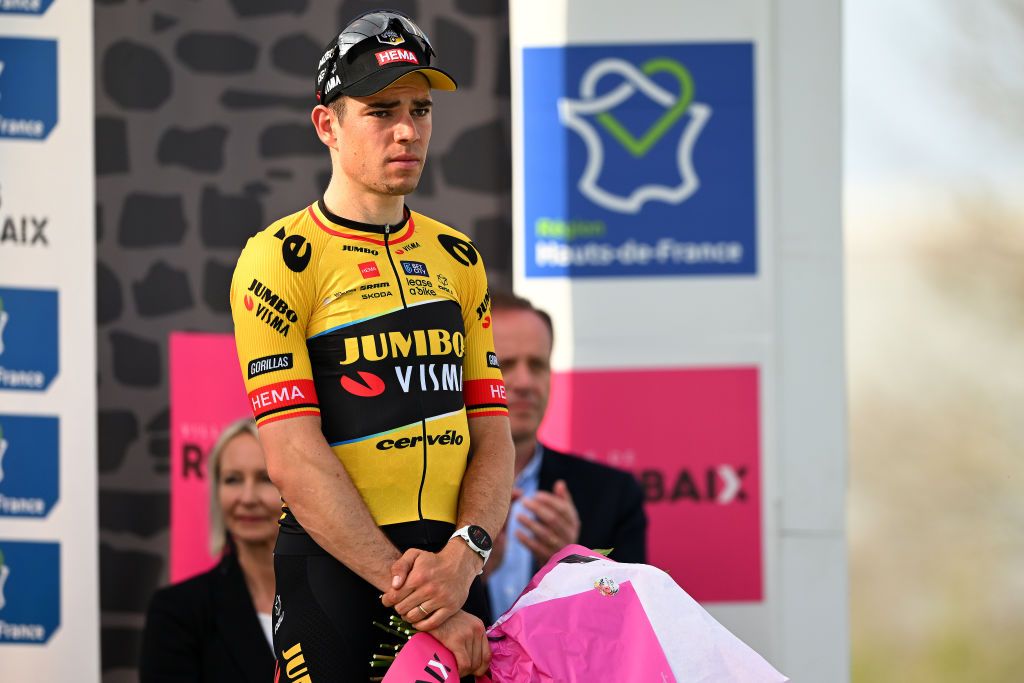 ROUBAIX FRANCE APRIL 09 during the 120th ParisRoubaix 2023 Mens Elite a 2566km one day race from Compigne to Roubaix on UCIWT April 09 2023 in Roubaix France Photo by Luc ClaessenGetty Images