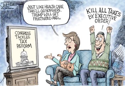Political cartoon U.S. congress tax reform Trump