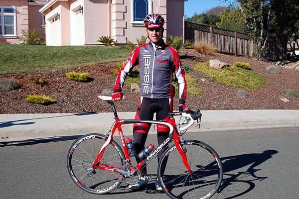 Tom Zirbel before the ride in his work clothing.