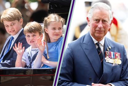 Prince George, Princess Charlotte and Prince Louis with King Charles