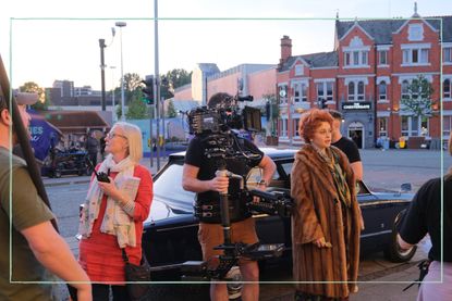 Helena Bonham Carte filming Nolly for ITVX