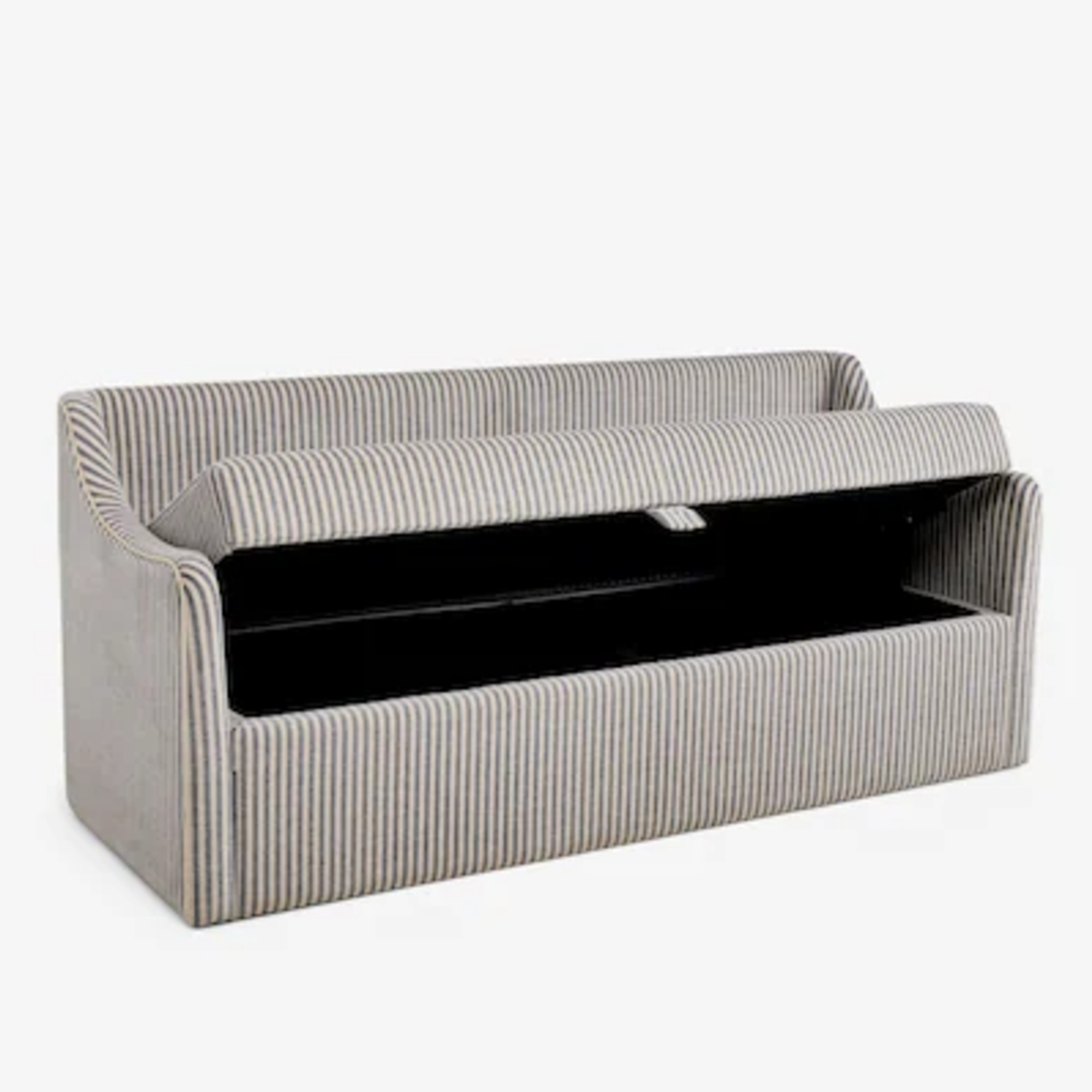 Next Chenille Stripe Slate Blue Relaxed Linen Look Pebble Aldridge Storage Dining Bench